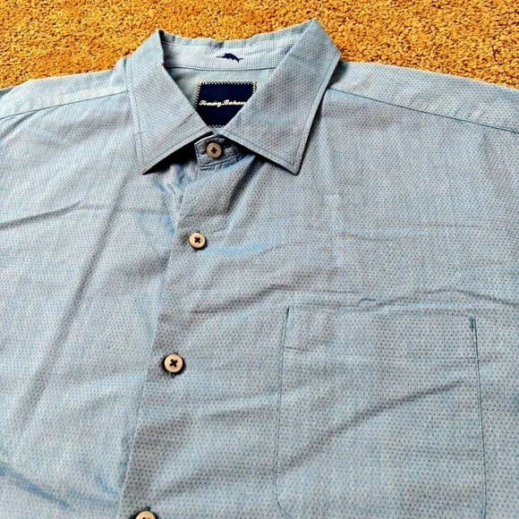 Tommy Bahama Mens XL Blue Micro Dot Cotton Long Sleeve Button Up Shirt T311801 - Picture 3 of 12
